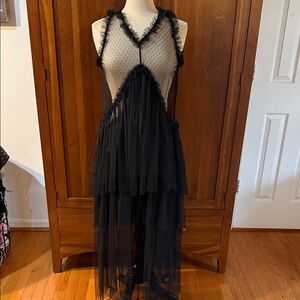 Revel Black Mesh Tiered Dress